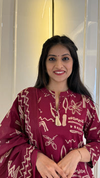 Abstract Aline Pink Dupatta Set