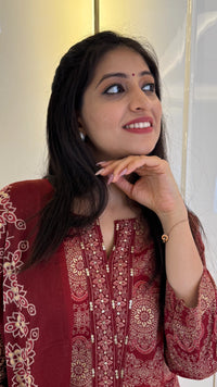 Illussion Print Red Dupatta Set