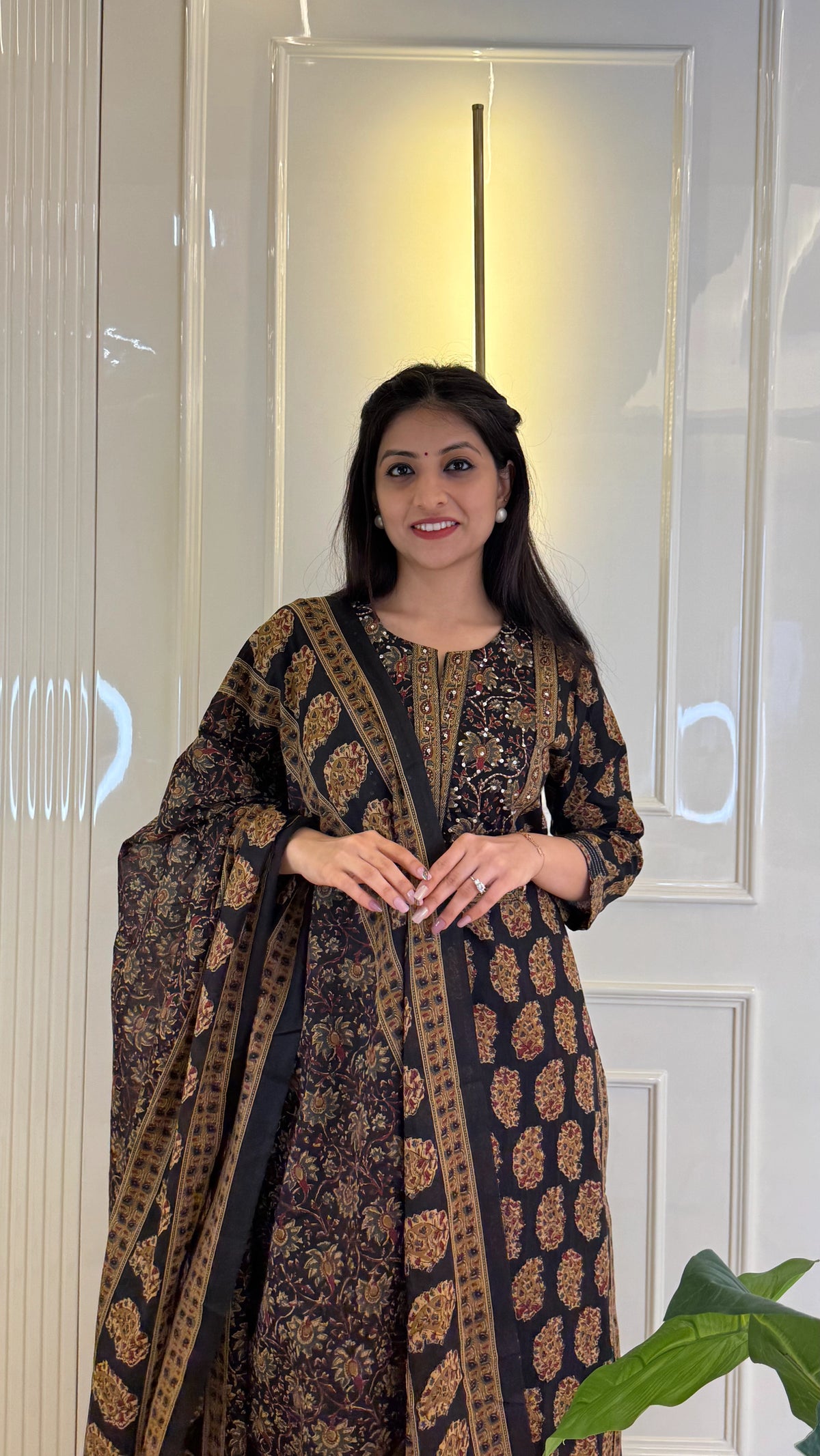 Ajrakh Black  Dupatta Set