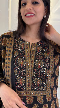 Ajrakh Black  Dupatta Set