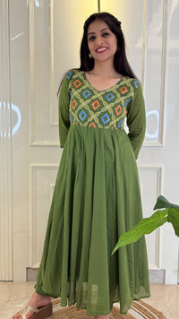 Kutch Patch Work Green Dupatta Set