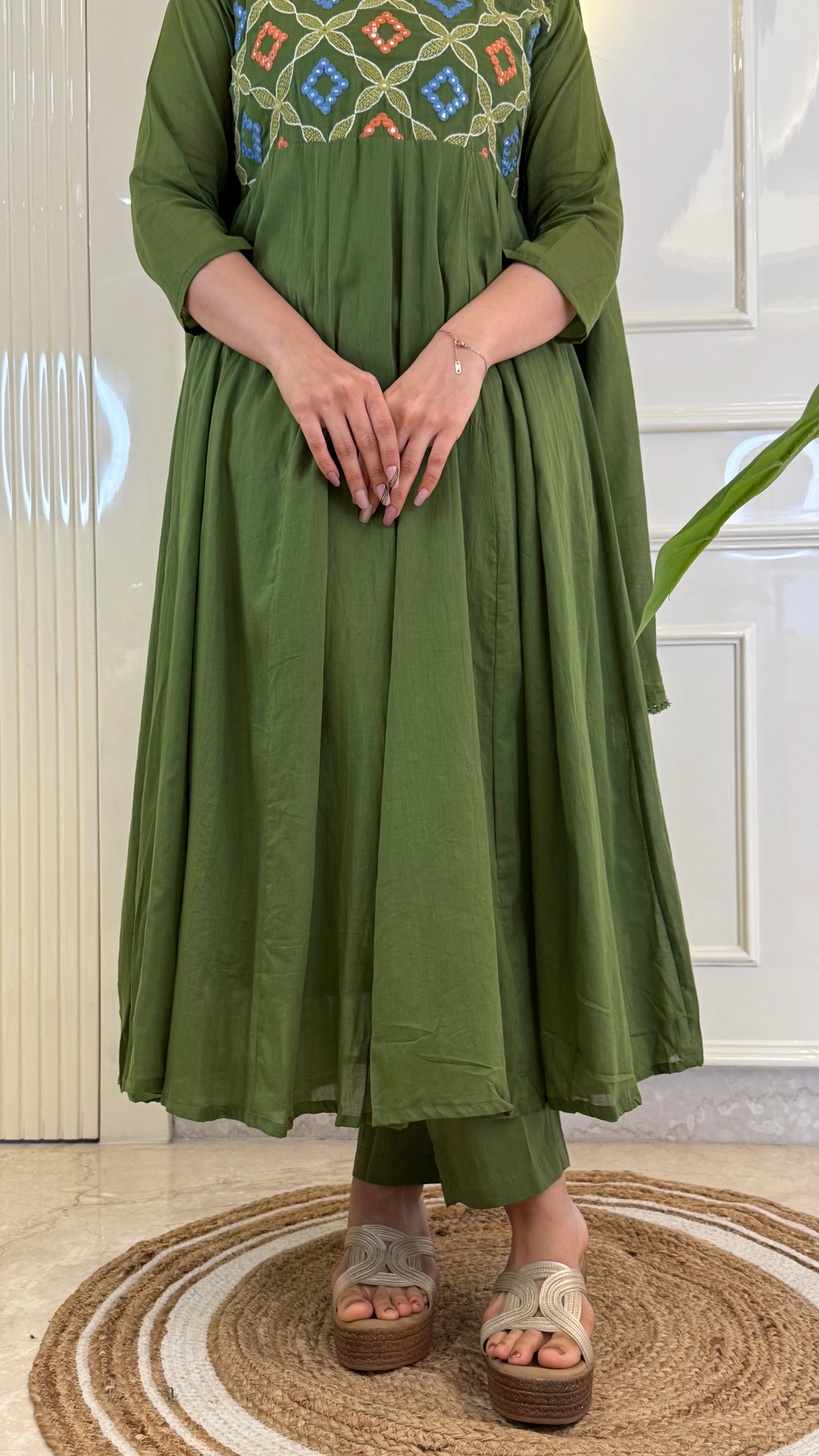 Kutch Patch Work Green Dupatta Set