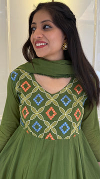 Kutch Patch Work Green Dupatta Set