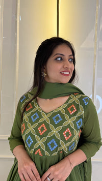 Kutch Patch Work Green Dupatta Set