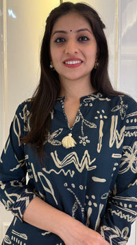 Abstract Aline Blue  Dupatta Set