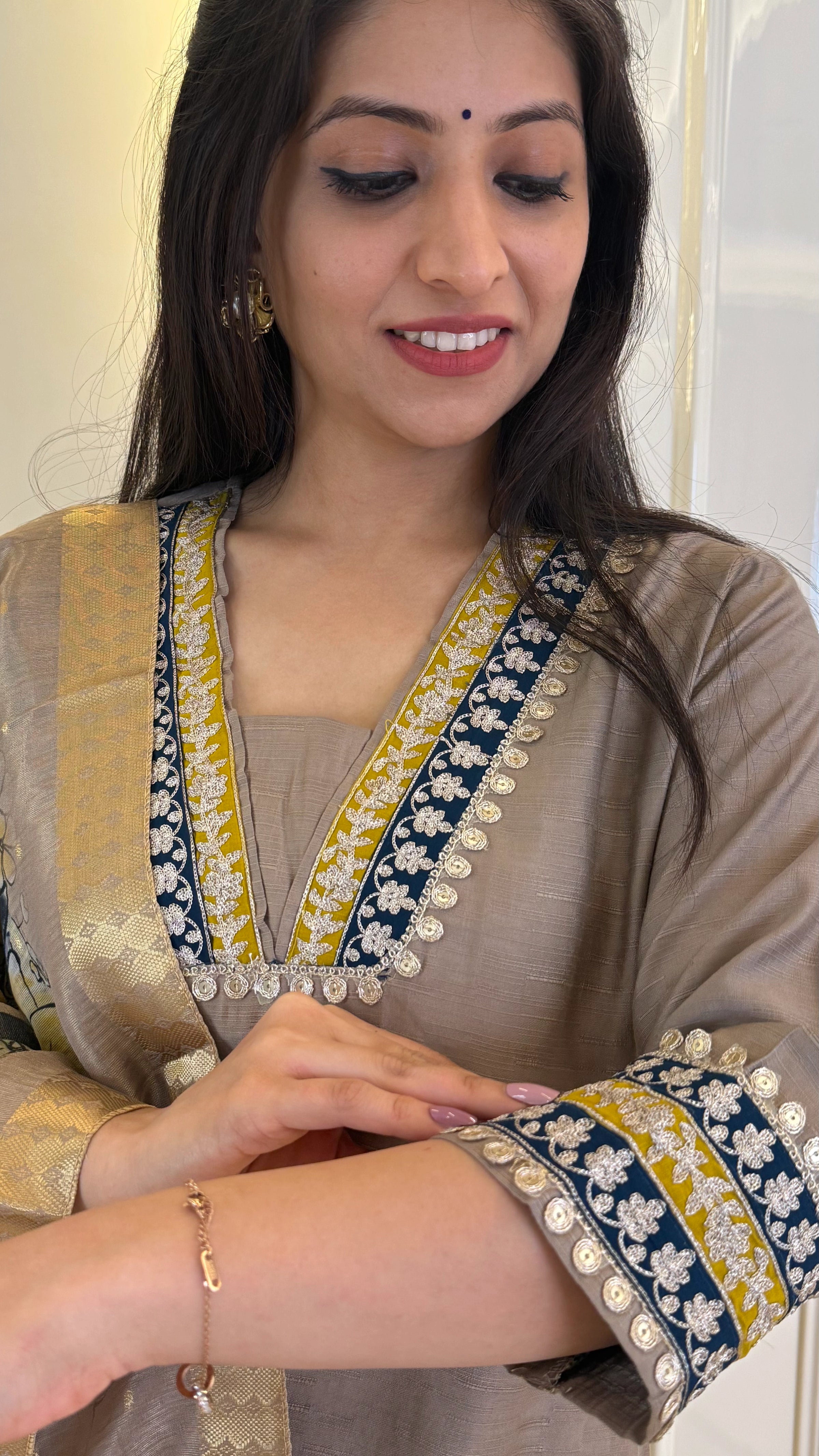 Copper Organza Dupatta Set