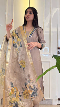 Copper Organza Dupatta Set