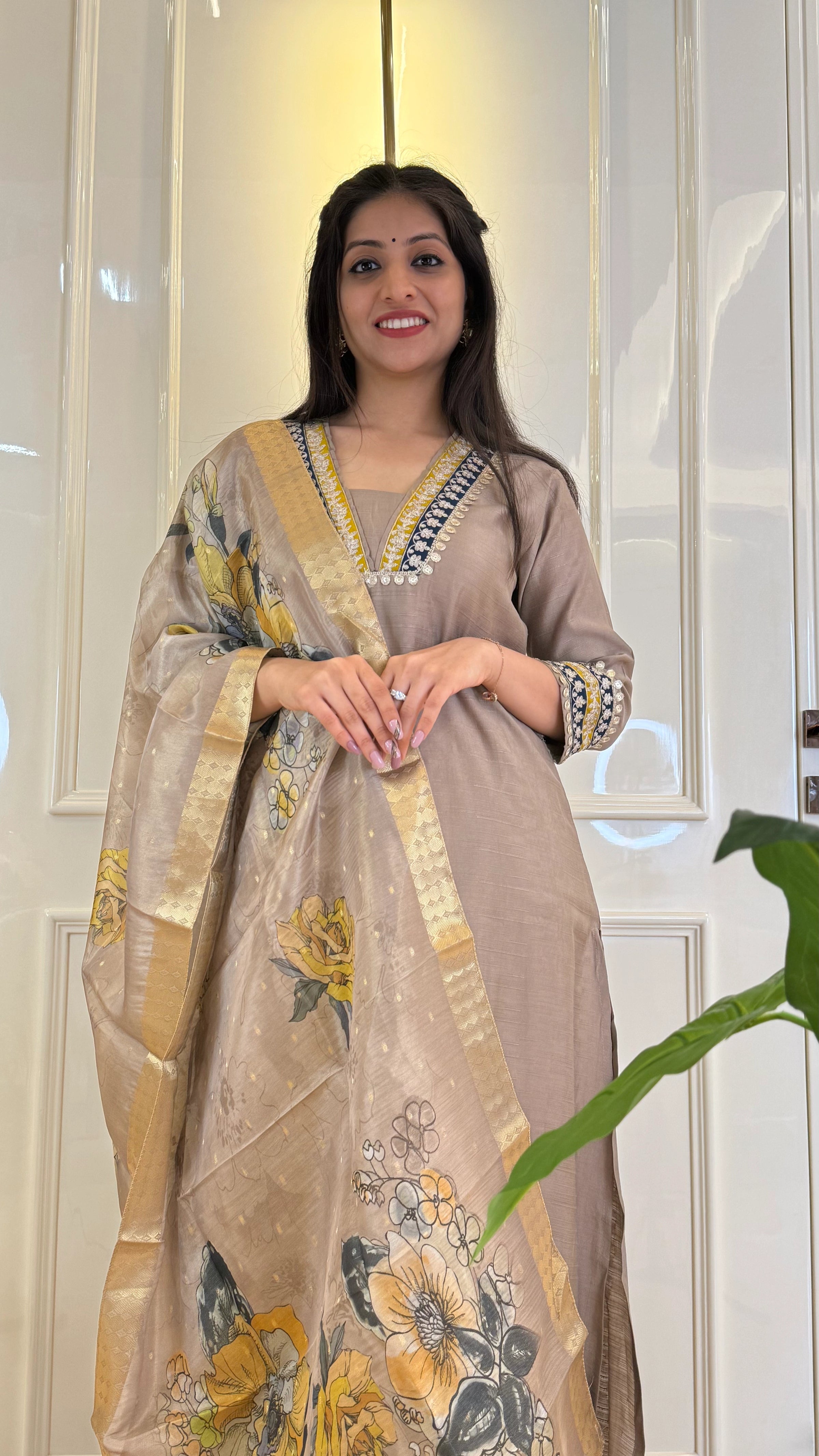 Copper Organza Dupatta Set