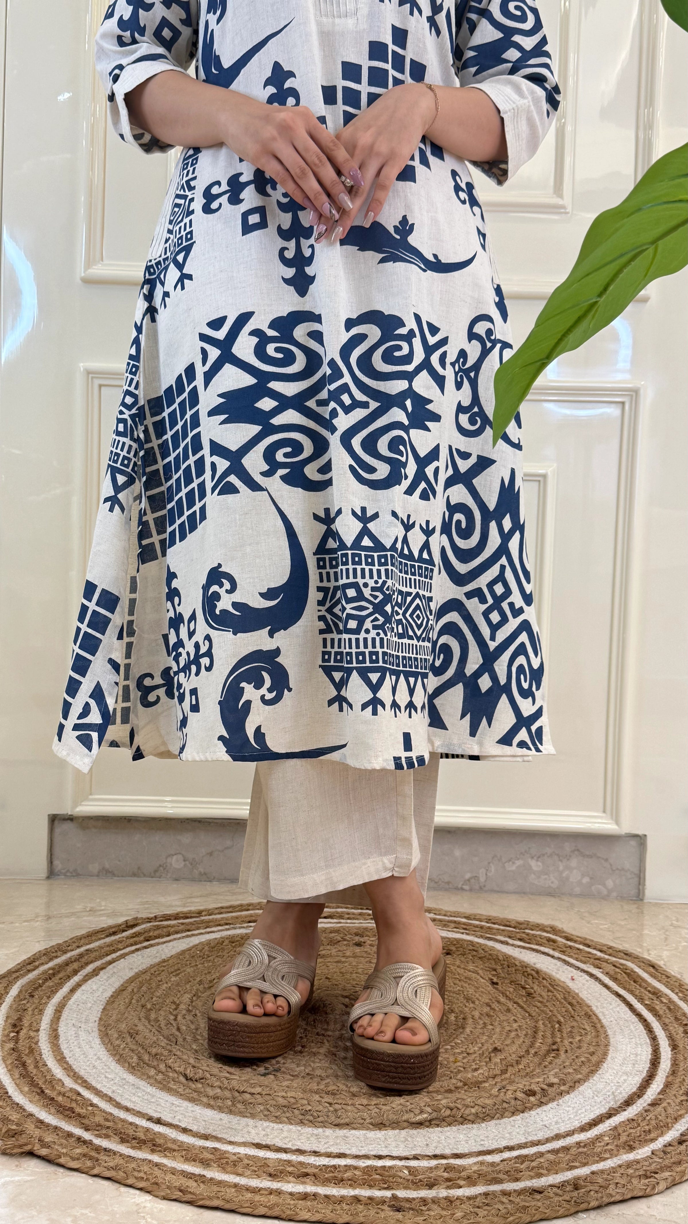 White N Blue Aline Set