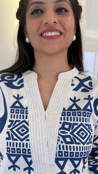 White N Blue Aline Set