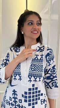 White N Blue Aline Set