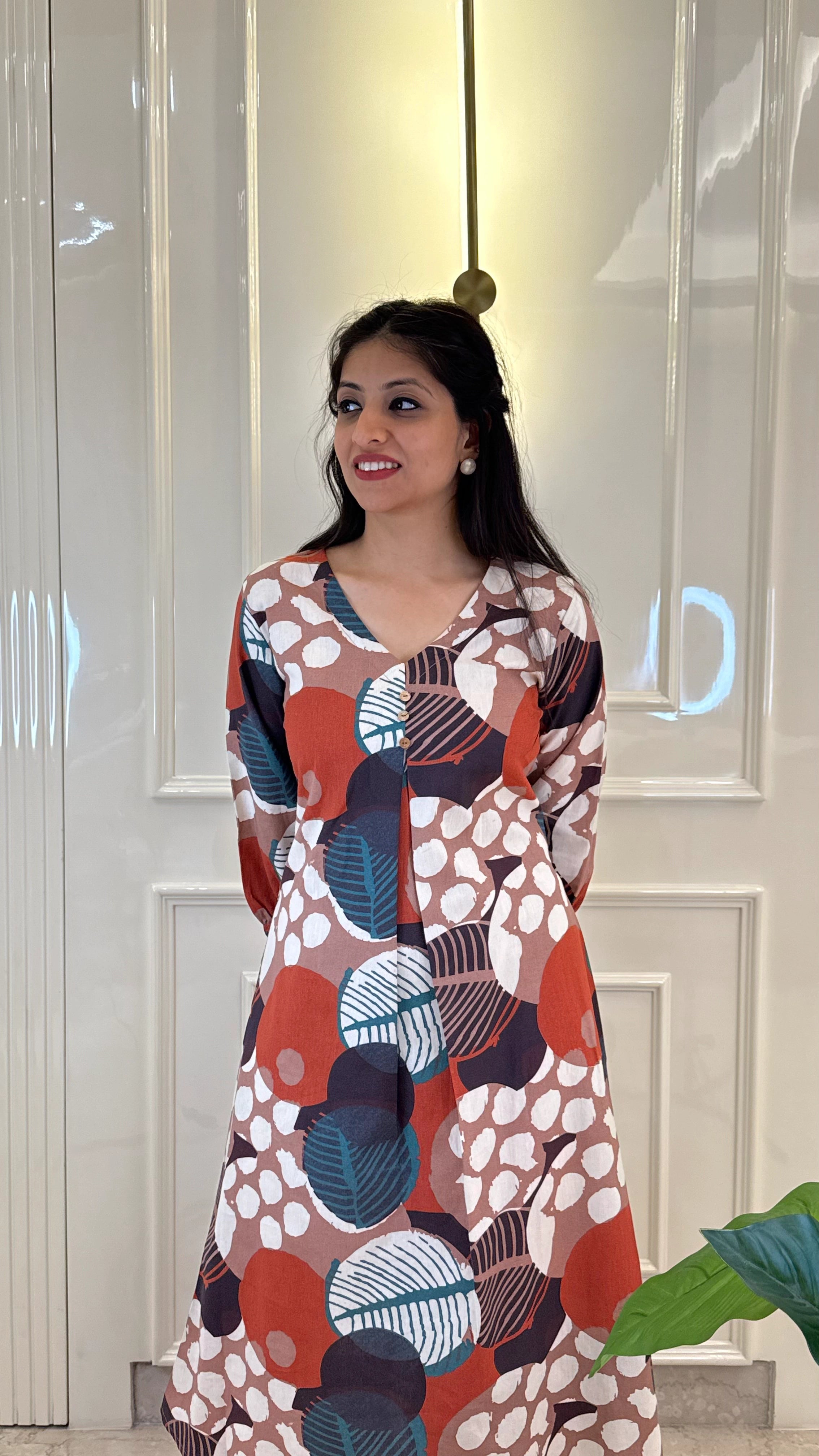 Orange Geometric Frock