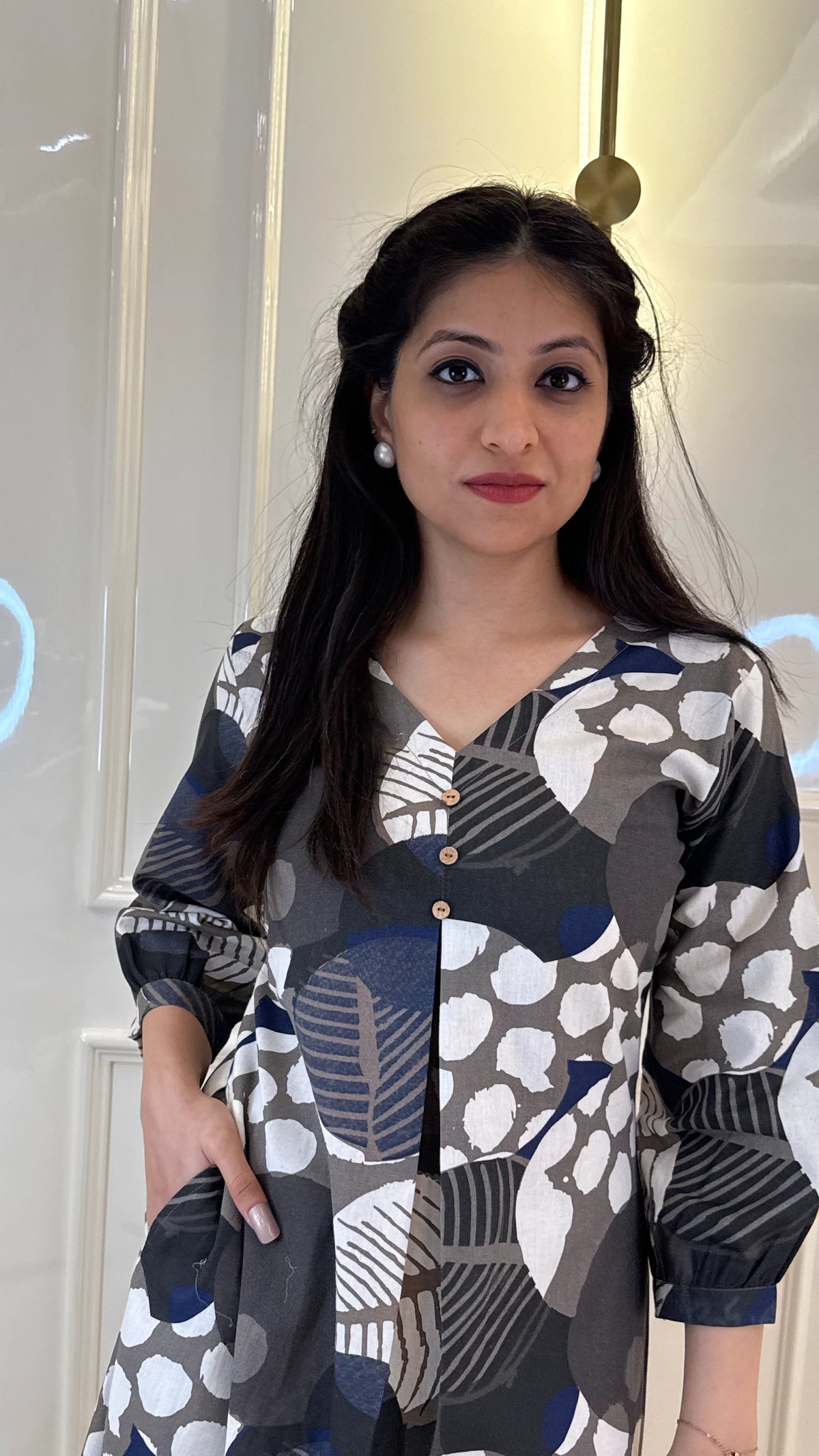 Grey Geometric  Frock