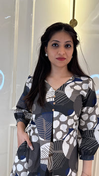 Grey Geometric  Frock