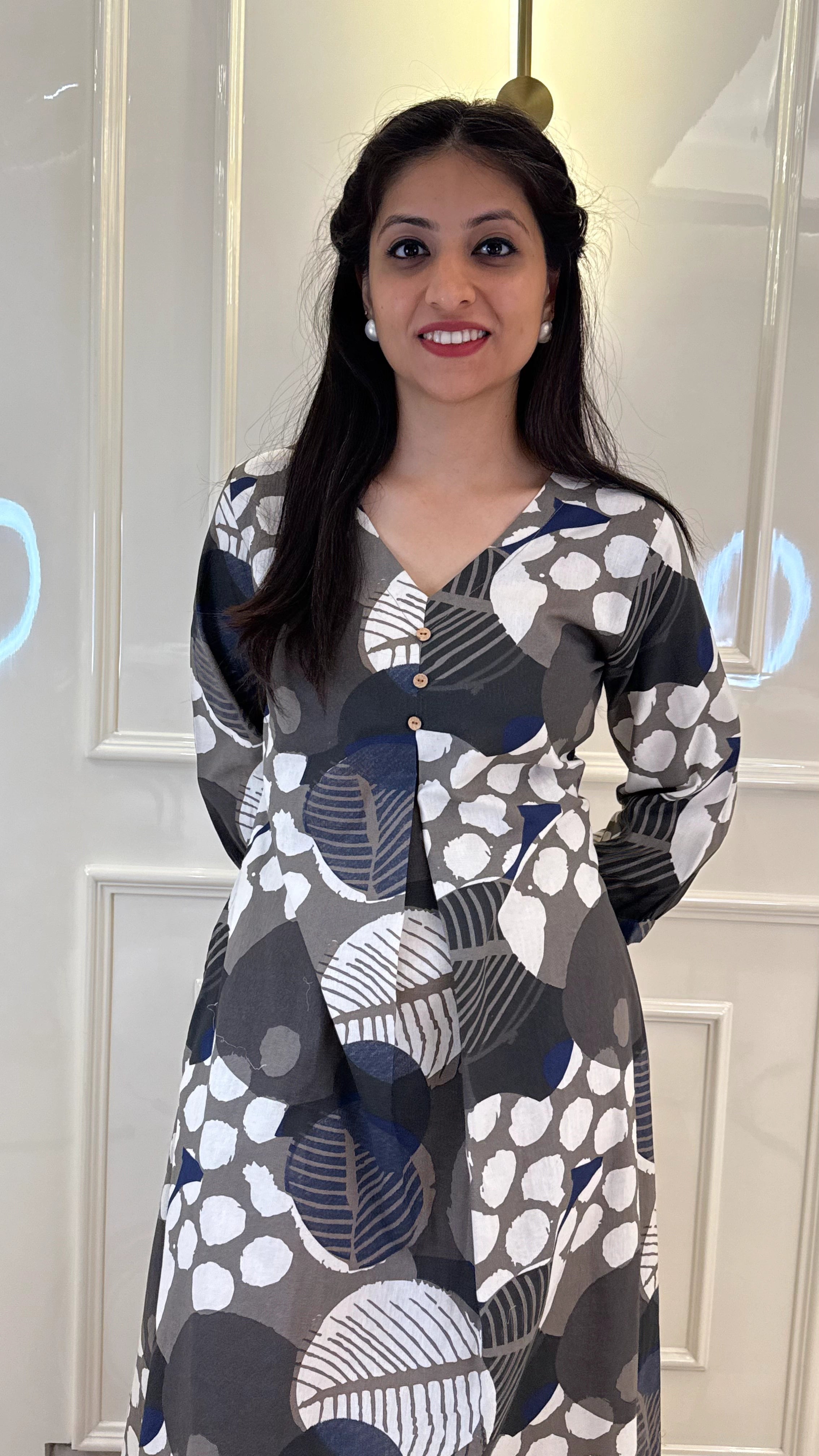 Grey Geometric  Frock