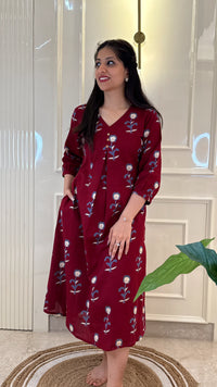 Flower Maroon Frock