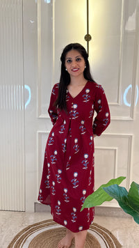 Flower Maroon Frock