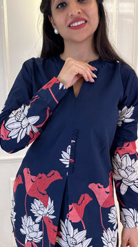 Blue Cords With Leaf Print