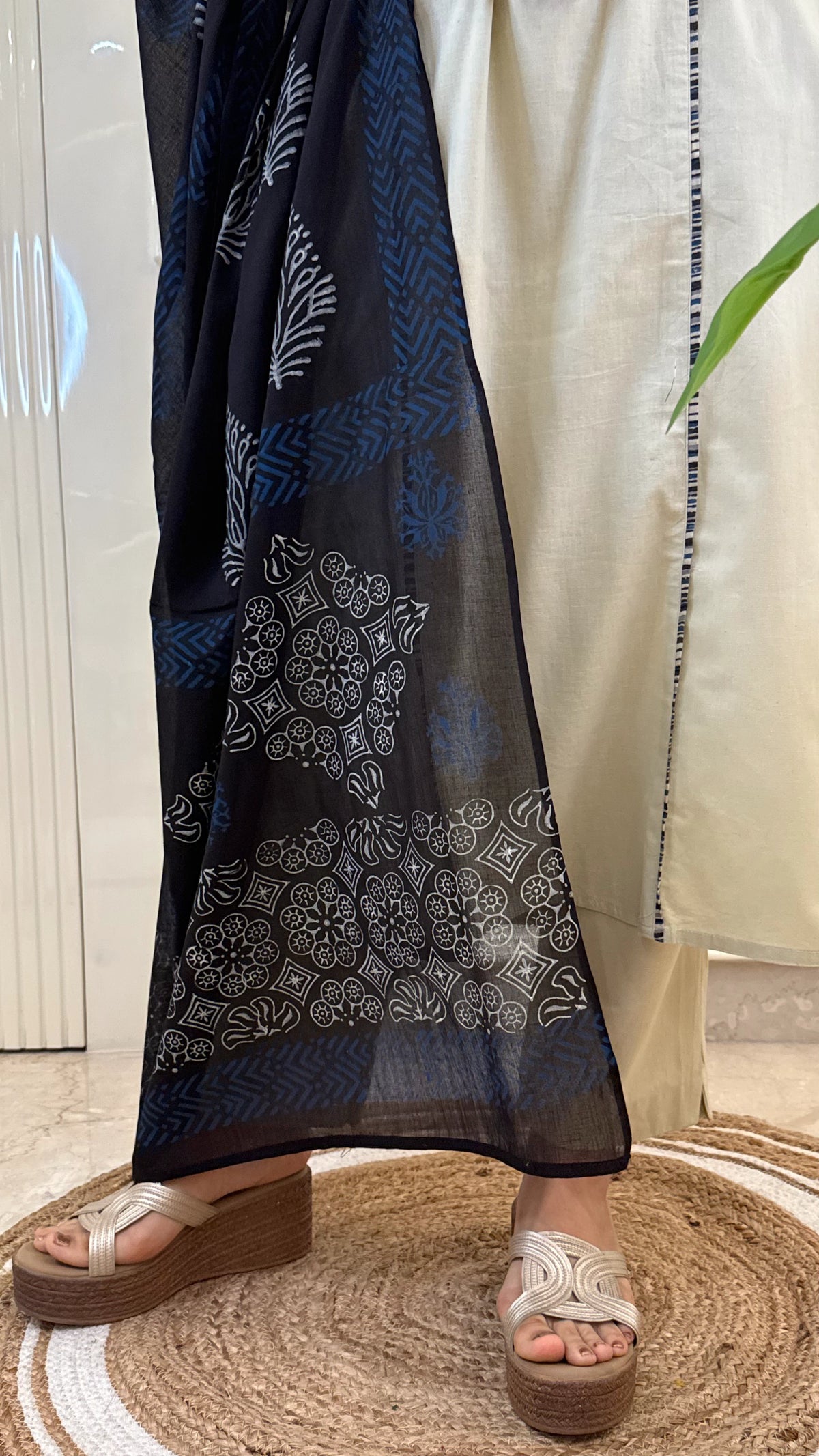 Soild Beige Straight Dupatta Set