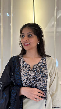 Soild Beige Straight Dupatta Set