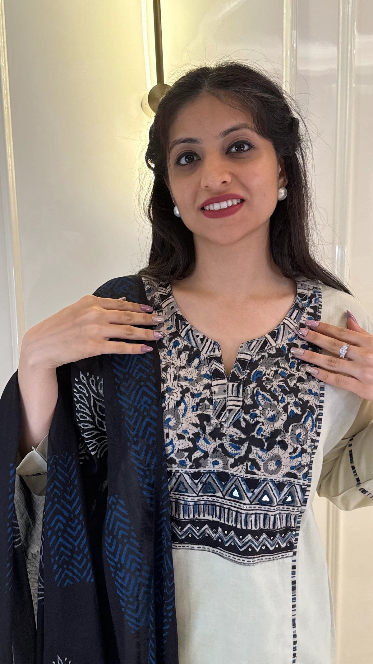 Soild Beige Straight Dupatta Set